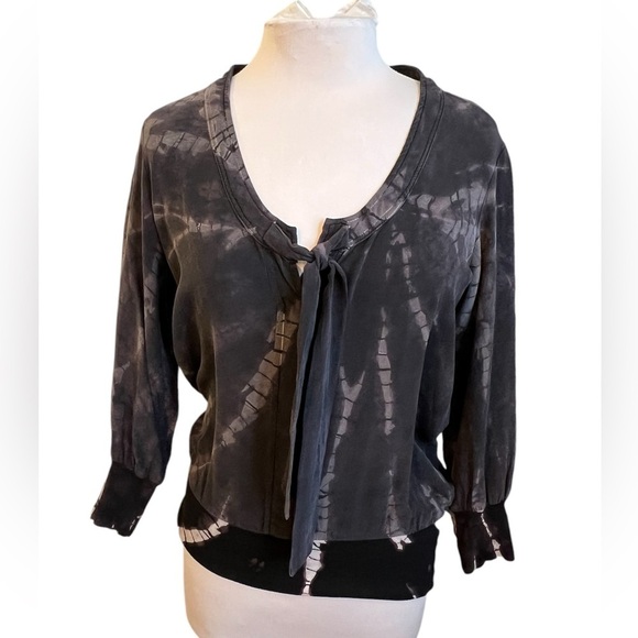 Monrow 100% Silk Tie Dye Tie Front Blouse - Small - Picture 1 of 5
